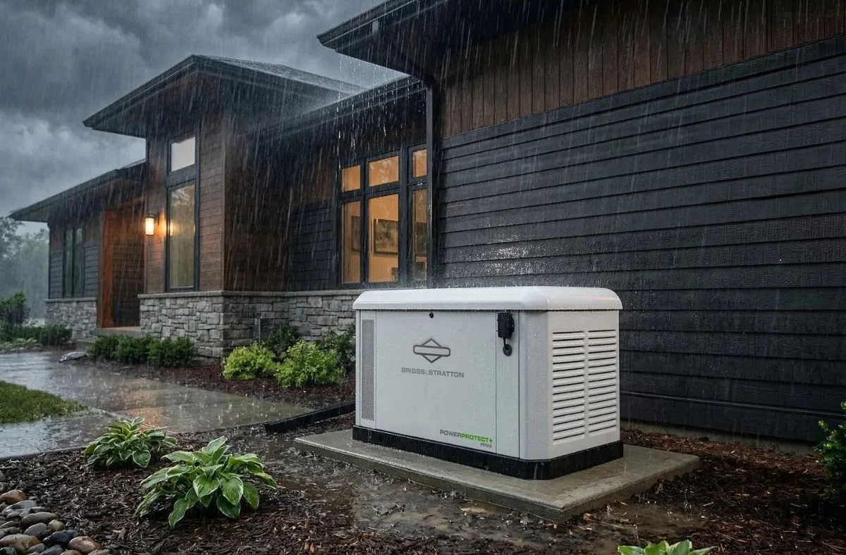 Whole-house standby generator installed by Varitech for reliable backup power during Louisville and Southern Indiana outages